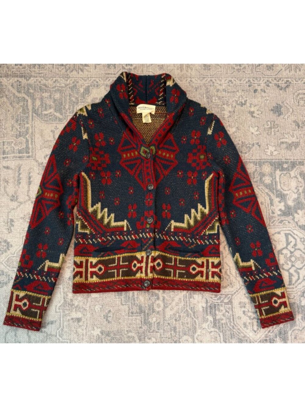 Ralph Lauren Denim & Supply Aztec Southwestern Cardigan Sweater Medium Wool Cozy - Picture 4 of 9